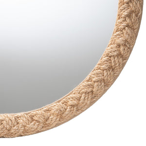 Baxton Studio bali Shara Coastal Braided Rope Accent Mirror – Handcrafted Elegance for Living Room & Bathroom Decor Natural Rope-Round Braided Rope-Mirror