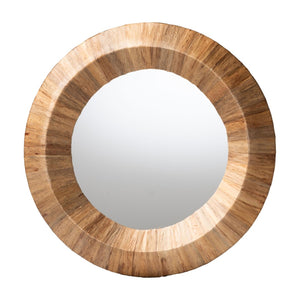Baxton Studio bali Bali Bohemian Grasscloth Accent Mirror - Handcrafted Natural Decor for Stylish Living Spaces Waterhyacinth-Round Conic-Mirror