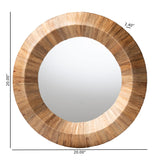 Baxton Studio Bali & Pari Tarun Bohemian Grasscloth Accent Mirror Natural Water Hyacinth Grasscloth,Mirrored Glass,Mdf Waterhyacinth-round Conic-mirror