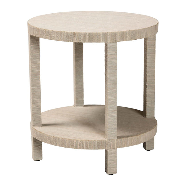 Baxton Studio bali Rocco Bohemian Grasscloth End Table - Handcrafted Round Accent for Living Rooms & Entryways Rocco-Natural Woven Grasscloth-ET