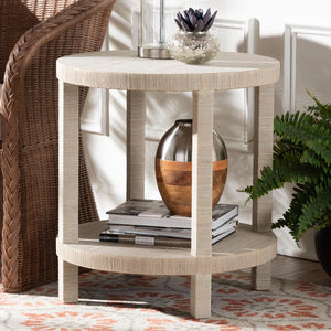 Baxton Studio bali Rocco Bohemian Grasscloth End Table - Handcrafted Round Accent for Living Rooms & Entryways Rocco-Natural Woven Grasscloth-ET