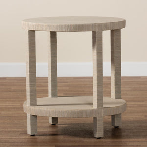 Baxton Studio bali Rocco Bohemian Grasscloth End Table - Handcrafted Round Accent for Living Rooms & Entryways Rocco-Natural Woven Grasscloth-ET