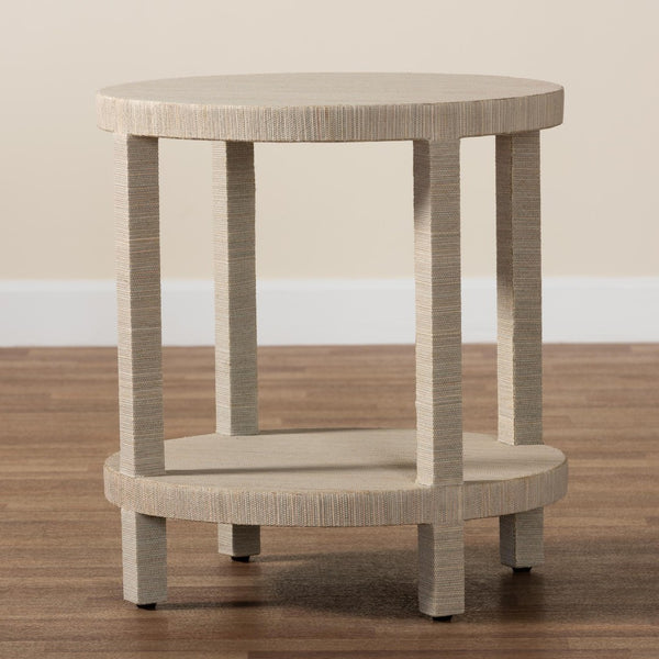 Baxton Studio bali Rocco Bohemian Grasscloth End Table - Handcrafted Round Accent for Living Rooms & Entryways Rocco-Natural Woven Grasscloth-ET