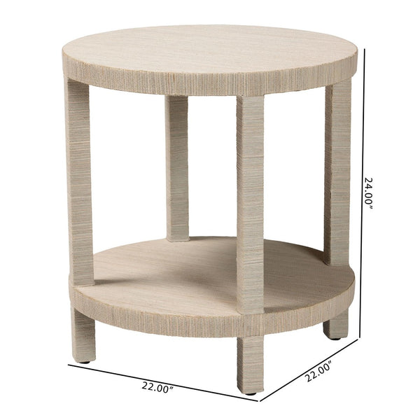 Baxton Studio bali Rocco Bohemian Grasscloth End Table - Handcrafted Round Accent for Living Rooms & Entryways Rocco-Natural Woven Grasscloth-ET