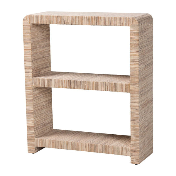 Baxton Studio bali Lucy Bohemian Woven Grasscloth Bookshelf – Earthy Open Shelves for Modern Tropical Décor Lucy-Natural Woven Grasscloth-Bookshelf