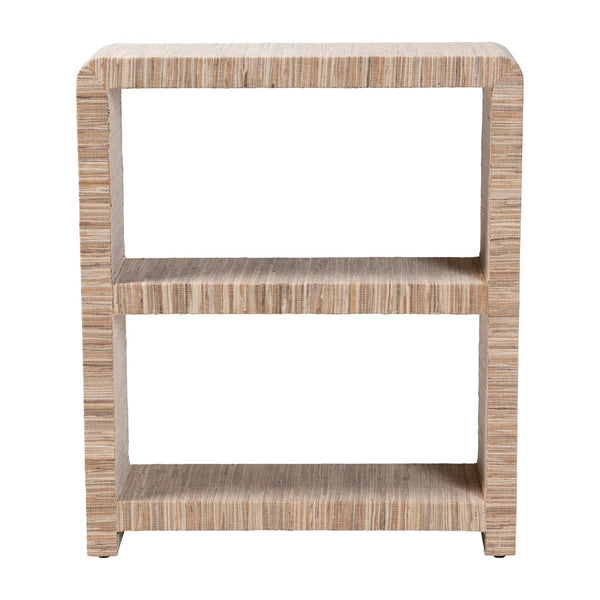Baxton Studio bali Lucy Bohemian Woven Grasscloth Bookshelf – Earthy Open Shelves for Modern Tropical Décor Lucy-Natural Woven Grasscloth-Bookshelf