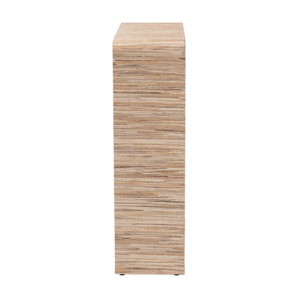 Baxton Studio bali Lucy Bohemian Woven Grasscloth Bookshelf – Earthy Open Shelves for Modern Tropical Décor Lucy-Natural Woven Grasscloth-Bookshelf