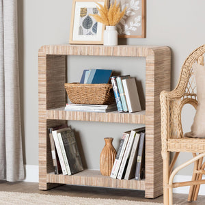 Baxton Studio bali Lucy Bohemian Woven Grasscloth Bookshelf – Earthy Open Shelves for Modern Tropical Décor Lucy-Natural Woven Grasscloth-Bookshelf