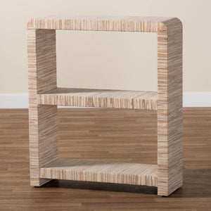 Baxton Studio bali Lucy Bohemian Woven Grasscloth Bookshelf – Earthy Open Shelves for Modern Tropical Décor Lucy-Natural Woven Grasscloth-Bookshelf
