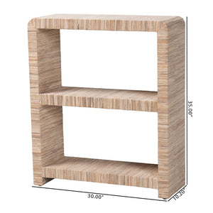 Baxton Studio bali Lucy Bohemian Woven Grasscloth Bookshelf – Earthy Open Shelves for Modern Tropical Décor Lucy-Natural Woven Grasscloth-Bookshelf