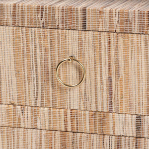 Baxton Studio bali Paine Bohemian Woven Grasscloth Nightstand with 2 Drawers & Open Shelf for Cozy Bedrooms Paine-Natural Woven Grasscloth-NS