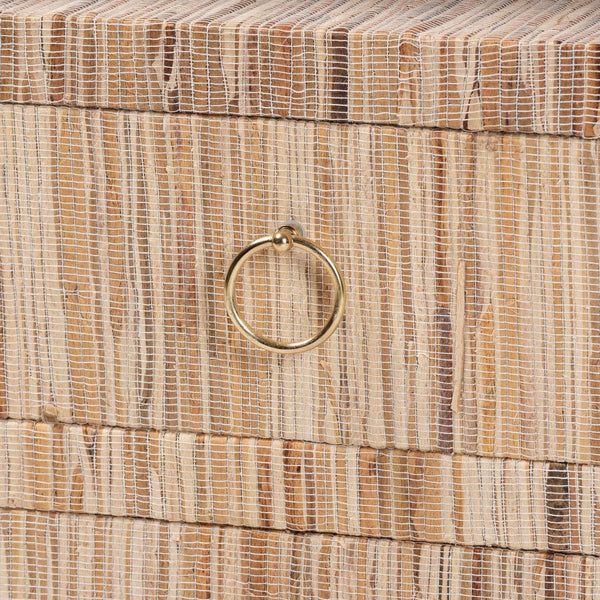 Baxton Studio bali Paine Bohemian Woven Grasscloth Nightstand with 2 Drawers & Open Shelf for Cozy Bedrooms Paine-Natural Woven Grasscloth-NS