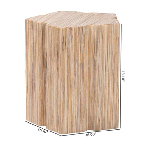 Baxton Studio bali Bali Janeth Bohemian Woven Grasscloth End Table – Handcrafted Accent Piece for Stylish Living Spaces Natural Woven Grasscloth-Polygon-ET