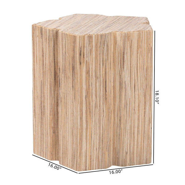 Baxton Studio bali Bali Janeth Bohemian Woven Grasscloth End Table – Handcrafted Accent Piece for Stylish Living Spaces Natural Woven Grasscloth-Polygon-ET