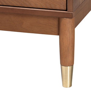 Baxton Studio Baxton Studio Mid-Century 2-Drawer Nightstand in Ash Walnut for Stylish Bedroom Storage Solutions MG9010-Ash Walnut/Gold-2DW-NS