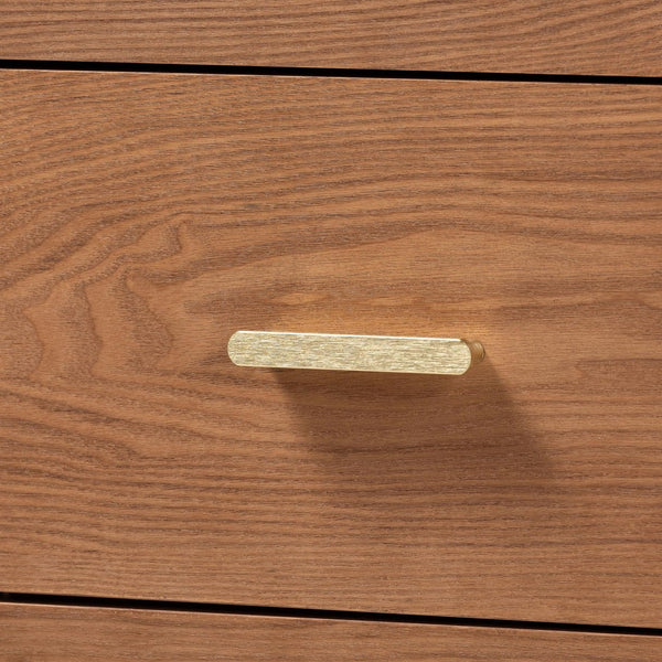 Baxton Studio Baxton Studio Mandolin 6-Drawer Dresser - Mid-Century Ash Walnut Wood Design for Stylish Storage MG9010-Ash Walnut/Gold-6DW-Dresser