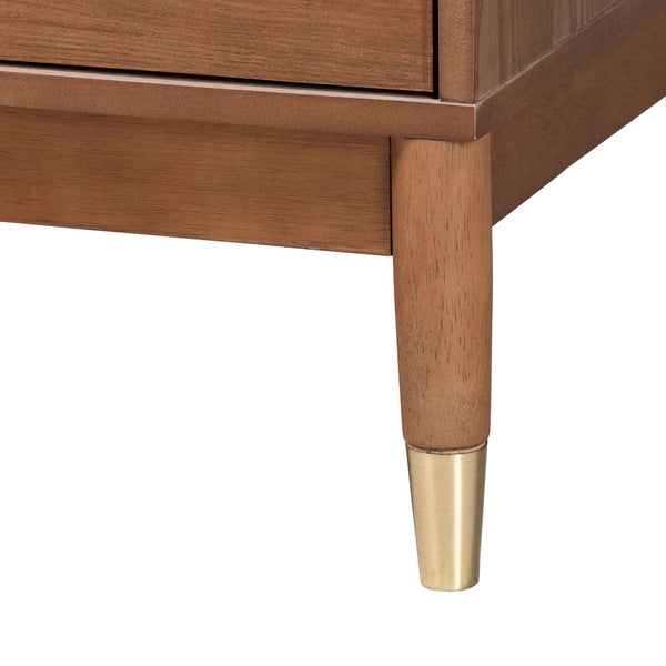 Baxton Studio Baxton Studio Mandolin 6-Drawer Dresser - Mid-Century Ash Walnut Wood Design for Stylish Storage MG9010-Ash Walnut/Gold-6DW-Dresser