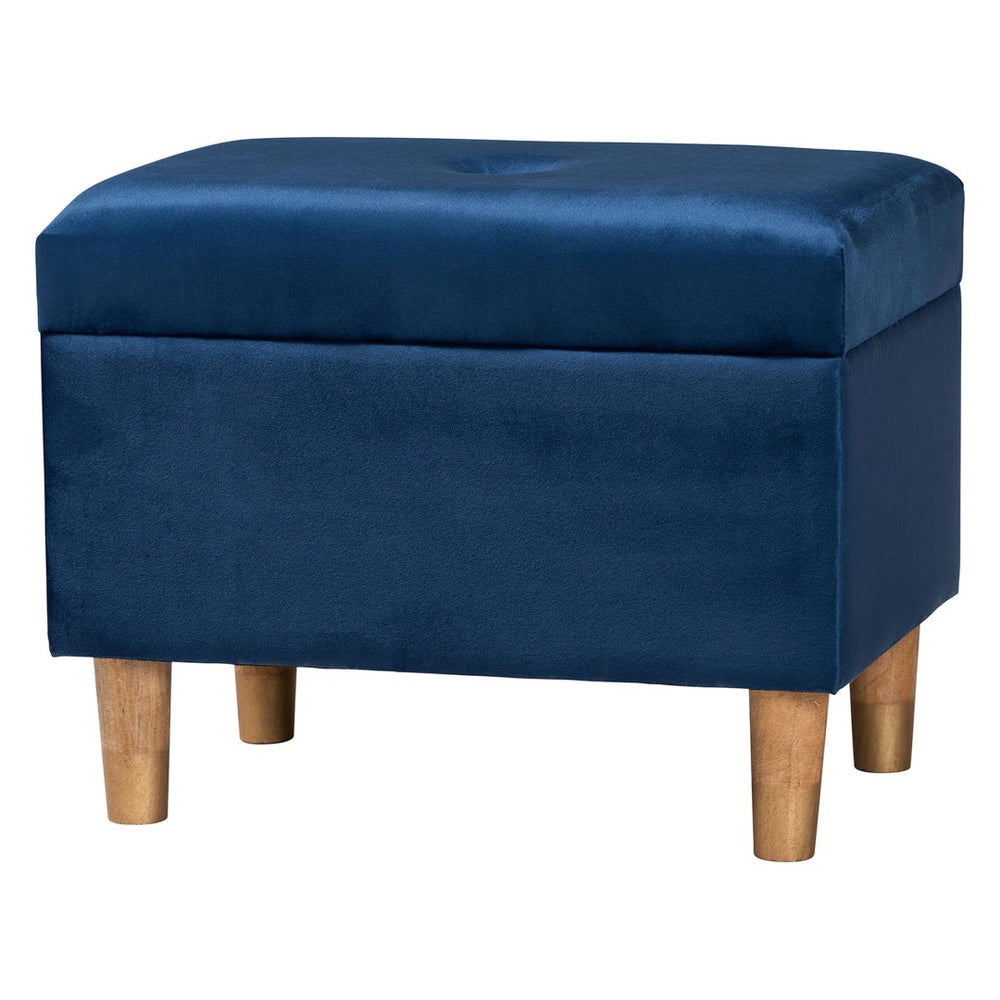 Baxton Studio Baxton Studio Elias Modern Navy Blue Velvet Storage Ottoman with Lift-Top Design & Chic Elegance JY20A250-Navy Velvet-Otto