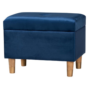 Baxton Studio Baxton Studio Elias Modern Navy Blue Velvet Storage Ottoman with Lift-Top Design & Chic Elegance JY20A250-Navy Velvet-Otto