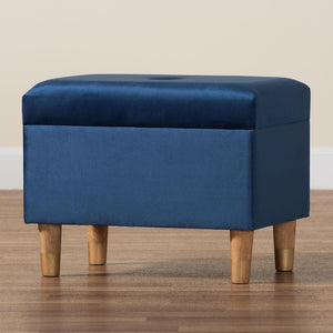 Baxton Studio Baxton Studio Elias Modern Navy Blue Velvet Storage Ottoman with Lift-Top Design & Chic Elegance JY20A250-Navy Velvet-Otto