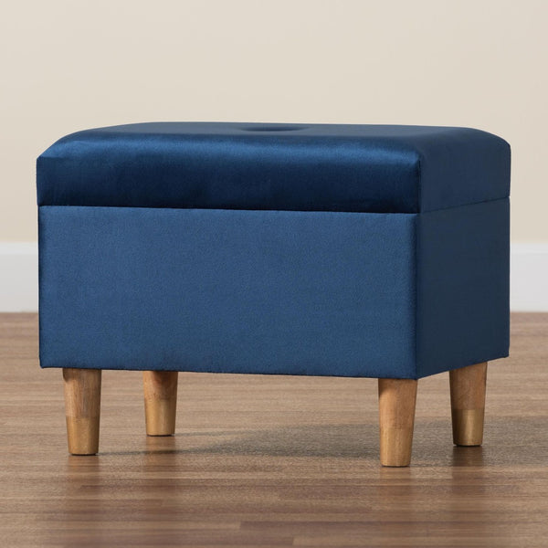 Baxton Studio Baxton Studio Elias Modern Navy Blue Velvet Storage Ottoman with Lift-Top Design & Chic Elegance JY20A250-Navy Velvet-Otto