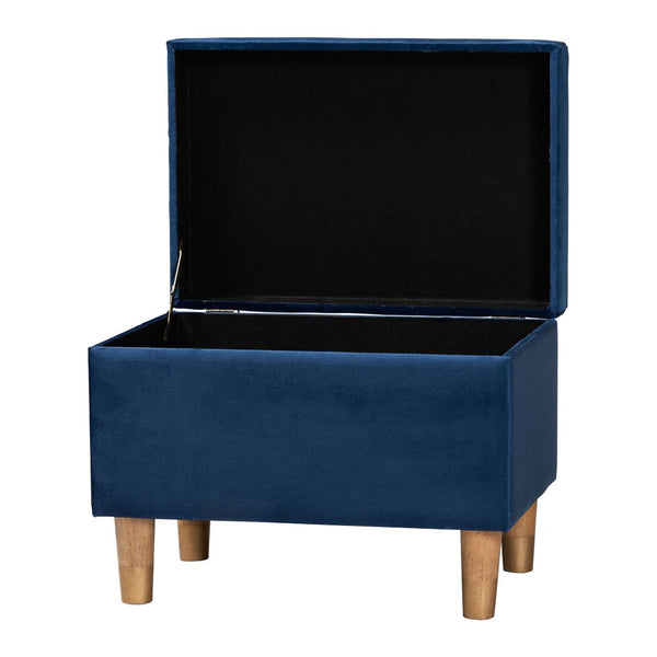 Baxton Studio Baxton Studio Elias Modern Navy Blue Velvet Storage Ottoman with Lift-Top Design & Chic Elegance JY20A250-Navy Velvet-Otto