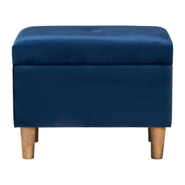 Baxton Studio Baxton Studio Elias Modern Navy Blue Velvet Storage Ottoman with Lift-Top Design & Chic Elegance JY20A250-Navy Velvet-Otto
