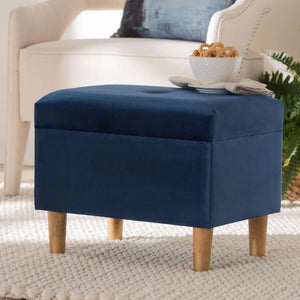 Baxton Studio Baxton Studio Elias Modern Navy Blue Velvet Storage Ottoman with Lift-Top Design & Chic Elegance JY20A250-Navy Velvet-Otto