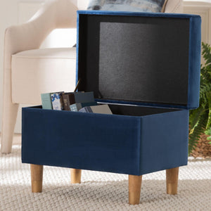 Baxton Studio Baxton Studio Elias Modern Navy Blue Velvet Storage Ottoman with Lift-Top Design & Chic Elegance JY20A250-Navy Velvet-Otto