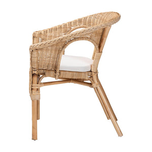 Baxton Studio bali Bali Abbey Dining Chair - Handcrafted Rattan with Removable Cushion for Bohemian Style Comfort 12717-Natural Rattan-DC-Version 2