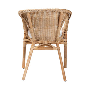 Baxton Studio bali Bali Abbey Dining Chair - Handcrafted Rattan with Removable Cushion for Bohemian Style Comfort 12717-Natural Rattan-DC-Version 2