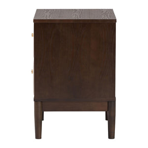 Baxton Studio Baxton Studio Nikolai Mid-Century Nightstand - Beige Fabric, Wenge Wood, 2-Drawer Storage Solution MG9009-Beige/Wenge-2DW-NS