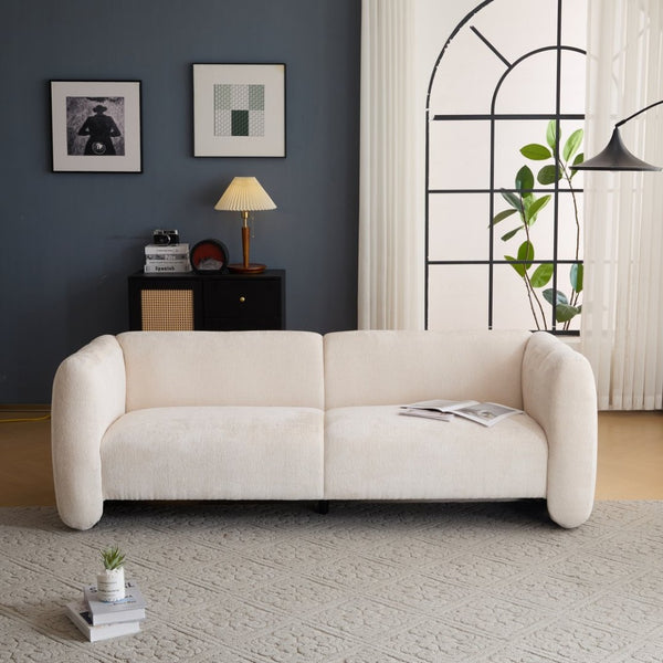 English Elm Tonson Wave Silhouette Boucle Three Seater Sofa Sculptural Modern Living Room Seating Beige N773IS00030S