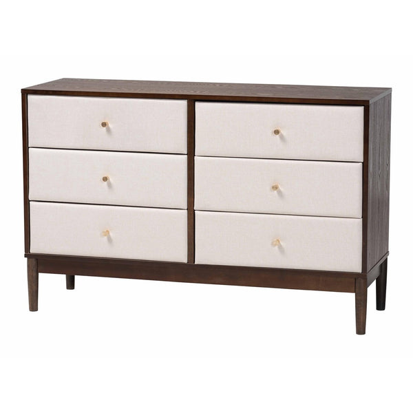 Baxton Studio Baxton Studio Nikolai Mid-Century Beige Dresser with Wenge Wood Frame and 6 Spacious Drawers MG9009-Beige/Wenge-6DW-Dresser