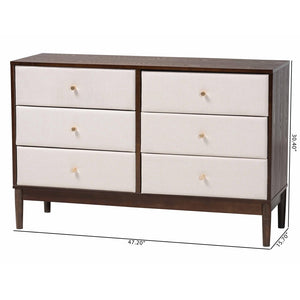 Baxton Studio Baxton Studio Nikolai Mid-Century Beige Dresser with Wenge Wood Frame and 6 Spacious Drawers MG9009-Beige/Wenge-6DW-Dresser
