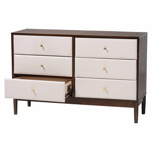 Baxton Studio Baxton Studio Nikolai Mid-Century Beige Dresser with Wenge Wood Frame and 6 Spacious Drawers MG9009-Beige/Wenge-6DW-Dresser
