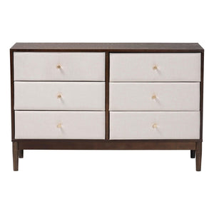 Baxton Studio Baxton Studio Nikolai Mid-Century Beige Dresser with Wenge Wood Frame and 6 Spacious Drawers MG9009-Beige/Wenge-6DW-Dresser