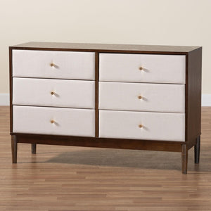 Baxton Studio Baxton Studio Nikolai Mid-Century Beige Dresser with Wenge Wood Frame and 6 Spacious Drawers MG9009-Beige/Wenge-6DW-Dresser
