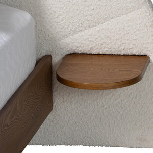 Baxton Studio Baxton Studio Bernice Japandi Cream Boucle Bed with Walnut Wood Shelving for Modern Bedrooms King BBT61266-Cream/Walnut-King