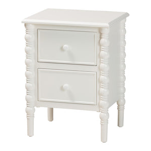 Baxton Studio Baxton Studio Malinda Classic Black Wood End Table with Elegant Spindle Legs and Ample Storage White End JY24A172-Off White/Wooden-End Table
