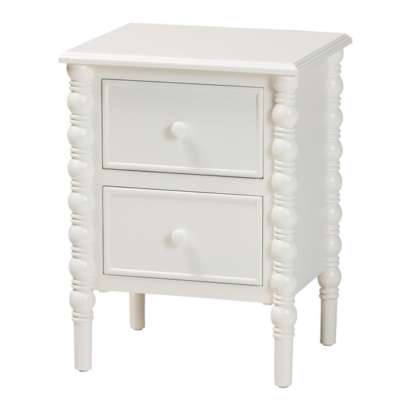 Baxton Studio Baxton Studio Malinda Classic Black Wood End Table with Elegant Spindle Legs and Ample Storage White End JY24A172-Off White/Wooden-End Table