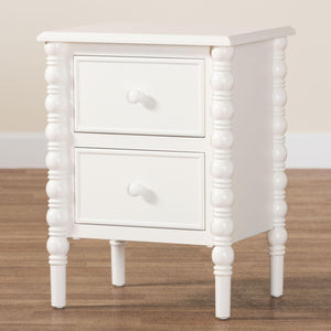 Baxton Studio Baxton Studio Malinda Classic Black Wood End Table with Elegant Spindle Legs and Ample Storage White End JY24A172-Off White/Wooden-End Table