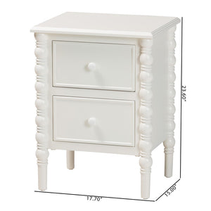 Baxton Studio Baxton Studio Malinda Classic Black Wood End Table with Elegant Spindle Legs and Ample Storage White End JY24A172-Off White/Wooden-End Table