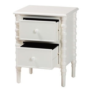 Baxton Studio Baxton Studio Malinda Classic Black Wood End Table with Elegant Spindle Legs and Ample Storage White End JY24A172-Off White/Wooden-End Table