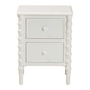 Baxton Studio Baxton Studio Malinda Classic Black Wood End Table with Elegant Spindle Legs and Ample Storage White End JY24A172-Off White/Wooden-End Table