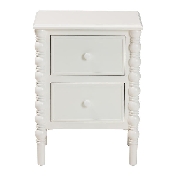 Baxton Studio Baxton Studio Malinda Classic Black Wood End Table with Elegant Spindle Legs and Ample Storage White End JY24A172-Off White/Wooden-End Table