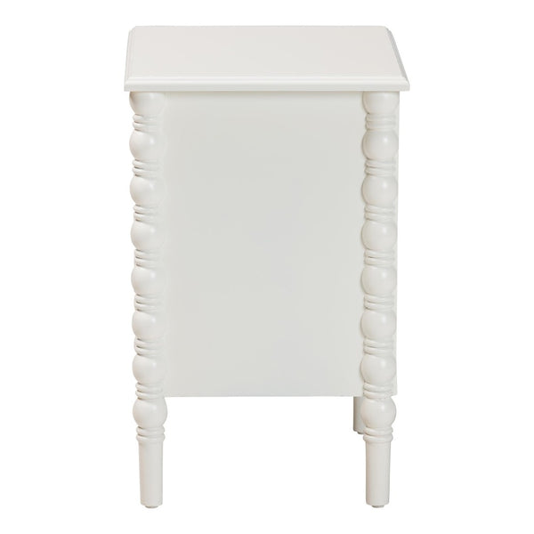 Baxton Studio Baxton Studio Malinda Classic Black Wood End Table with Elegant Spindle Legs and Ample Storage White End JY24A172-Off White/Wooden-End Table