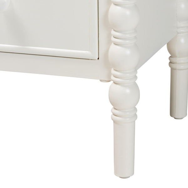Baxton Studio Baxton Studio Malinda Classic Black Wood End Table with Elegant Spindle Legs and Ample Storage White End JY24A172-Off White/Wooden-End Table