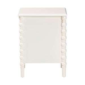 Baxton Studio Baxton Studio Malinda Classic Black Wood End Table with Elegant Spindle Legs and Ample Storage White End JY24A172-Off White/Wooden-End Table