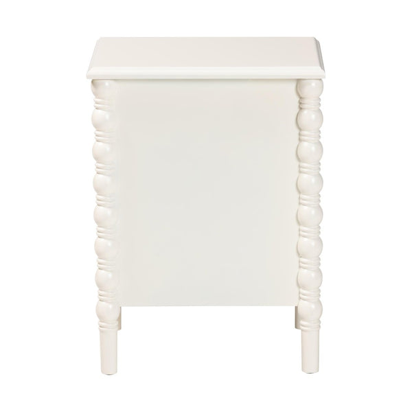 Baxton Studio Baxton Studio Malinda Classic Black Wood End Table with Elegant Spindle Legs and Ample Storage White End JY24A172-Off White/Wooden-End Table